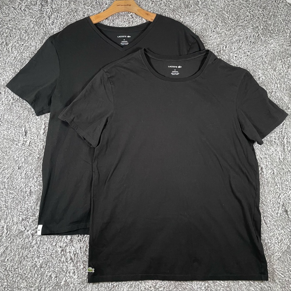 Lacoste T-Shirt Bundle Of Two Men’s XXL Black Short Sleeve Designer Alligator